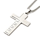 Croce con parola 304 collana pendente in acciaio inossidabile con catenelle veneziane NJEW-F319-02P-1