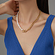 Collier de perles naturelles avec chaînes à maillons cubains en acier inoxydable DQ3031-1-2