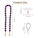 Améthyste naturelle et 304 bracelet mobile perlé rond en acier inoxydable HJEW-SW00043-06-2