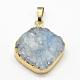 Electroplated Natural & Dyed Druzy Agate Pendants G-N0167-021-2