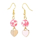 3 paires de breloques en alliage d'émail rose style 3 et perles de résine pendantes boucles d'oreilles EJEW-JE05030-02-5