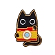 猫とカメラの漫画のアップリケ  刺繍アイロン接着布パッチ  ミシンクラフト装飾  ゴールド  44x62mm PW-WG86841-02-1