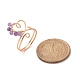 ハート 天然混石 編み込みビーズ 指輪  ライトゴールドトーンの銅線で包まれた女性用ジュエリー  4mm  内径：19mm RJEW-JR00530-4