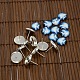 10x4mm Brilliant Starry Sky Glass Cabochons and Silver Brass Components for Stud Earring Making DIY-X0174-07S-RS-1