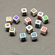 Perles européennes en acrylique de lettre colorées avec grand trou SACR-Q104-02B-1