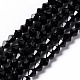 Black Color Faceted Glass Bicone Beads Strands X-GLAA-S026-6mm-10-1