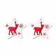 クリスマス スプレー塗装の木製ペンダント  ヘラジカの星  ホワイト  46x49x1mm  穴：2.5mm FIND-H030-07-1