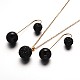 Polymer Clay Rhinestone Necklaces and Double Side Ball Stud Earrings SJEW-F044-01B-1