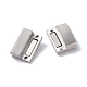 Matte 304 Stainless Steel Rectangle Magnetic Clasps with Glue-in Ends STAS-E089-41E-3