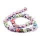 Handmade Flower Printed Polymer Clay Beads Strands CLAY-M003-04-2