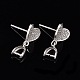 Rhodium Plated 925 Sterling Silver Stud Earring Findings STER-F048-27P-5