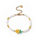 Bracelet à maillons fleur de vie tressé en verre avec bracelet en perles de perles naturelles pour femme BJEW-TA00173-1