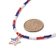 Collier pendentif étoile en alliage d'émail de jour de l'indépendance avec des chaînes de perles de verre pour les femmes NJEW-TA00056-5