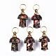 Assembled Synthetic Bronzite and Imperial Jasper Openable Perfume Bottle Pendants G-S366-057D-1
