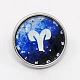 Platinum Plated Brass Glass Flat Round with Blue Constellation/Zodiac Sign Jewelry Snap Buttons SNAP-M034-B-05-1