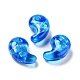 手作り銀箔ランプワークビーズ  コンマの形  ブルー  31x20x11mm  穴：3mm LAMP-F022-05B-1