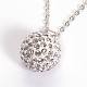 Iron Chain with Polymer Clay Rhinestone Pendant Necklaces and Ball Stud Earrings Jewelry Sets SJEW-L396-03B-2