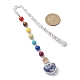 7 perle de pierre précieuse chakra et marque-pages pendentif en forme de cœur en verre lapis-lazuli naturel AJEW-JK00313-07-3