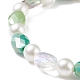 Bracelet extensible en perles de verre et cœur en acrylique pour enfants BJEW-JB08391-6