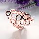 Hollow Real Rose Gold Plated Tin Alloy Enamel Wide Band Rings RJEW-BB00997-7A-3