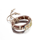 Fleur unisexes occasionnels réglable et signe de paix bracelets en cuir BJEW-BB15619-4