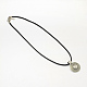 Flat Round Zinc Alloy Pendant Necklaces with Waxed Cord and Iron Findings NJEW-R228-14AS-2