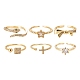 6Pcs 6 Style Adjustable Brass Micro Pave Clear Cubic Zirconia Cuff Rings RJEW-LS0001-09G-2
