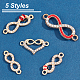 CHGCRAFT 50Pcs 5 Style Infinity Connector Charms Alloy Enamel Link Charm Heart with Infinity Pendants Connector with 2 Holes for Earrings Bracelets Necklace Jewellery Making Length 22.5mm-34mm ALRI-CA0001-12-5