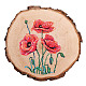 CREATCABIN Red Poppy Flower Printed Natural Round Wood Slices 4.3 Inch Rustic Wooden Undrilled Pieces Circular Tree Trunk Discs Log Coaster Art Decor Holiday Ornaments for Home Living Room Bedroom AJEW-WH0363-008-1
