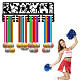 CREATCABIN Cheerleader Medal Holder Medal Hanger Display Star Rack Sports Metal Hanging Athlete Awards Iron Wall Mount Decor Over 60 Medals for Competition Ribbon Medals Medalist Black 15.7x5.9Inch ODIS-WH0037-188-7