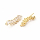 Brass Micro Pave Cubic Zirconia Stud Crawler Earrings EJEW-H091-11G-1