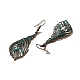 3 paio di 3 orecchini pendenti in stile ciambella e piatti rotondi e in lega di piume EJEW-G330-06R-4