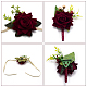 Craspire 2pcs 2 style poignet en soie de fleur rose et ensembles de broche en soie de fleur AJEW-CP0004-58-3