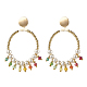 Perle rotonde di perle di conchiglia e orecchini pendenti con grande anello di perle di vetro X1-EJEW-TA00013-1