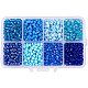 PandaHall About 1900pcs 6/0 Round Glass Seed Beads with Box Set Value Pack Jewelry Making Findings Diameter 4mm Blue SEED-PH0006-4mm-03-1