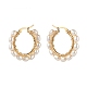 Natural Pearl Beads Brass Hoop Earrings EJEW-JE04565-01-1