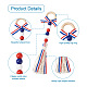 Crafans 4 pièces 2 style fête de l'indépendance thème corde de chanvre glands pendentif décorations HJEW-CF0001-19-4