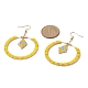 Geflochtener Ring aus Glassamen und baumelnde Ohrringe mit Raute EJEW-MZ00050-4