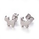 304 Stainless Steel Kitten Stud Earrings EJEW-F227-06P-1