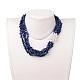Chip Natural Lapis Lazuli Beaded Multi-Strand Necklaces NJEW-JN01576-03-3