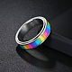 Rainbow Color Pride Flag Enamel Rectangle Rotating Ring RABO-PW0001-038G-5