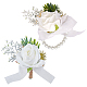Craspire 2 Uds 2 estilos de tela de seda flor en el ojal y ramillete de muñeca AJEW-CP0005-81-1