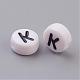 Flat Round with Letter K Acrylic Beads X-PL37C9070-K-2