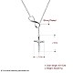 トレンディな真鍮のラリアットネックレス  十字架十字架と無限  イースターのために  銀色のメッキ  17.7インチ（45cm） NJEW-BB21173-6