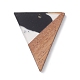 樹脂＆ウォールナットウッドペンダント  ツートンカラーの幾何学模様のチャーム  三角形  37x30.5x3mm  穴：2mm WOOD-C016-01H-2