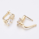 Brass Micro Pave Cubic Zirconia Hoop Earring Findings with Latch Back Closure ZIRC-K075-36G-3