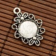 Tibetan Style Filigree Alloy Flower Pendant Cabochon Settings and Transparent Flat Round Glass Cabochons DIY-X0235-AS-3