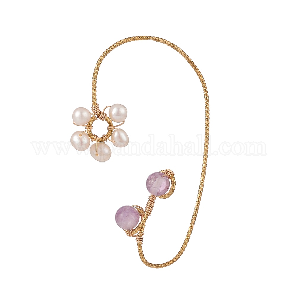 Boucles D'oreilles Pendantes Fleur Perle Or - Chaîne Fine Longue - Deux Façons De Les Porter - Parfait Mariage Ou Quotidien - 10