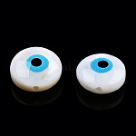 Perles de coquille d'eau douce naturelles mauvais œil, 10~11x4~5mm, Trou: 1mm