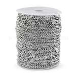 Витые цепи из окисленного алюминия, несварные, с катушкой, серебристый цвет, 6x3.5 мм, около 328.08 фута (100 м) / рулон